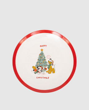 Disney Mickey and Pluto White Ceramic Dinner Plate DN25330