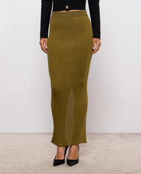 Balmain Khaki ribbed skirt SK0000000083