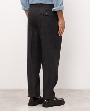 Brunello Cucinelli Dark gray linen and wool pants MZ408S2440