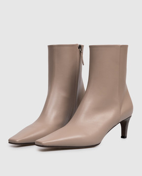 Brunello Cucinelli Beige leather ankle boots with monil chain MZSKC3356P