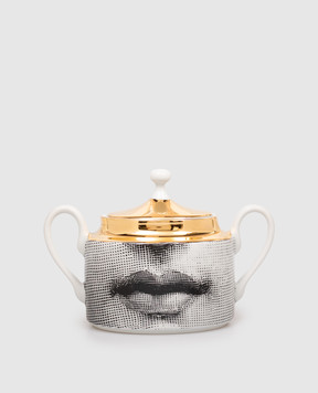 Fornasetti White porcelain sugar bowl Tema e Variations P21Z289