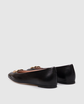 Valentino Black leather ballet flats with textured logo 9W2S0PI8RRE