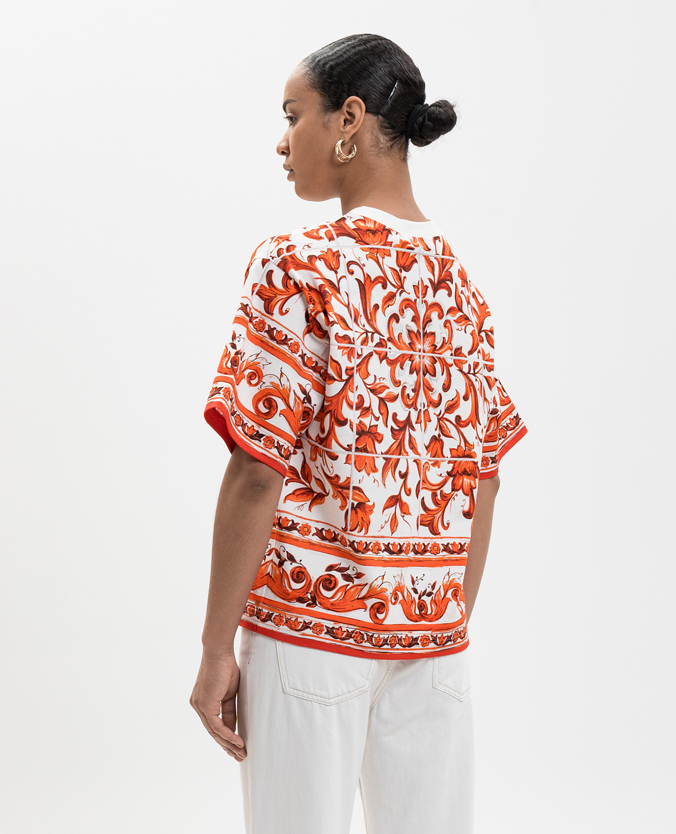 White straight-cut T-shirt with branded print Dolce&Gabbana 4