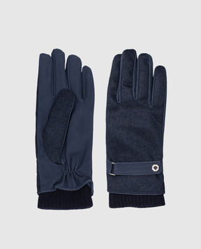Stefano Ricci Blue cashmere and nubuck combination gloves M5G5300040WSMKTG