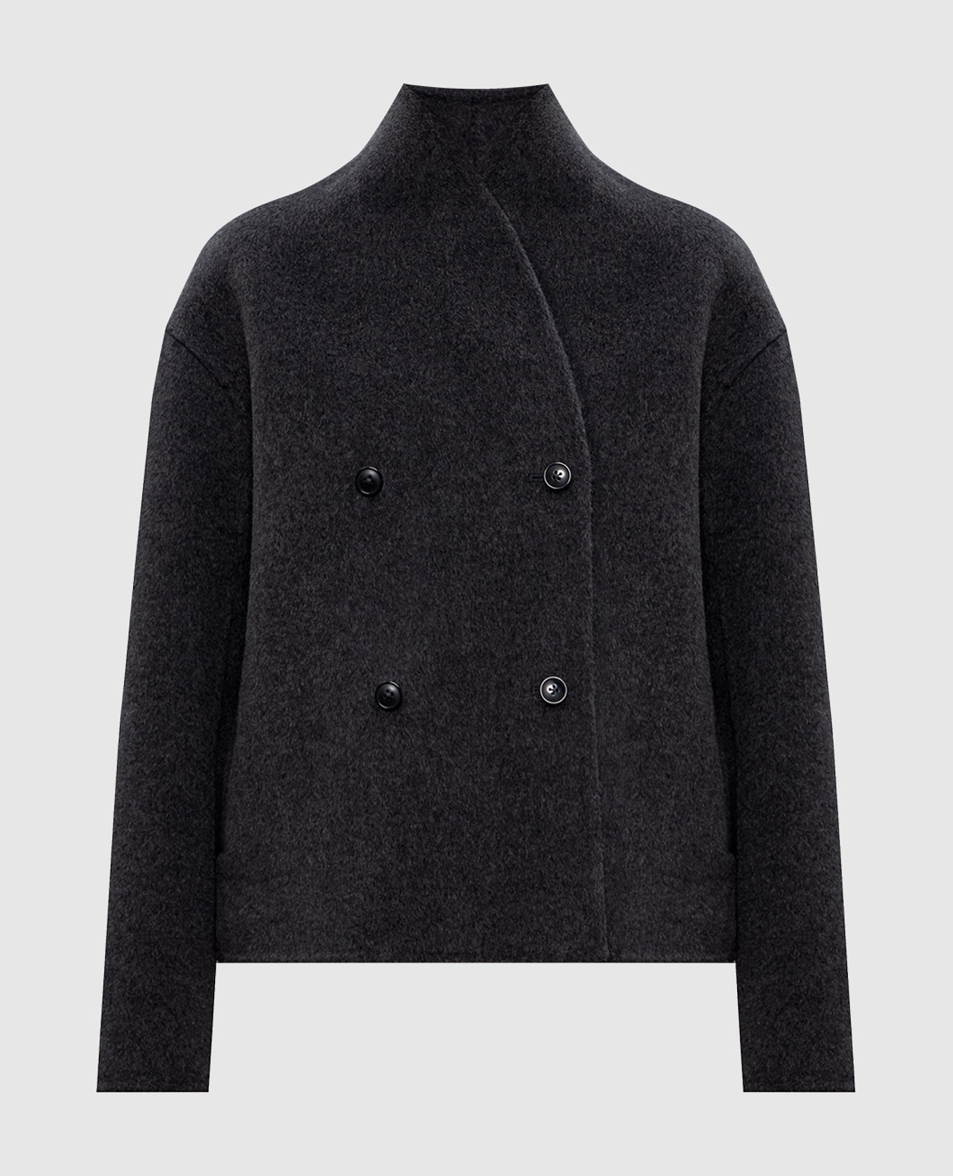 

Gray cropped double-breasted coat MEYER made of wool and cashmere Loulou de Saison, Grey