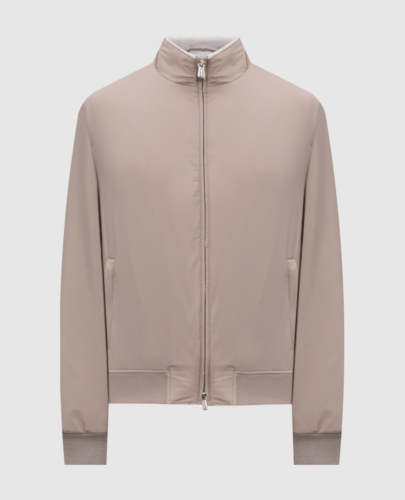 

Beige jacket with logo embroidery Enrico Mandelli