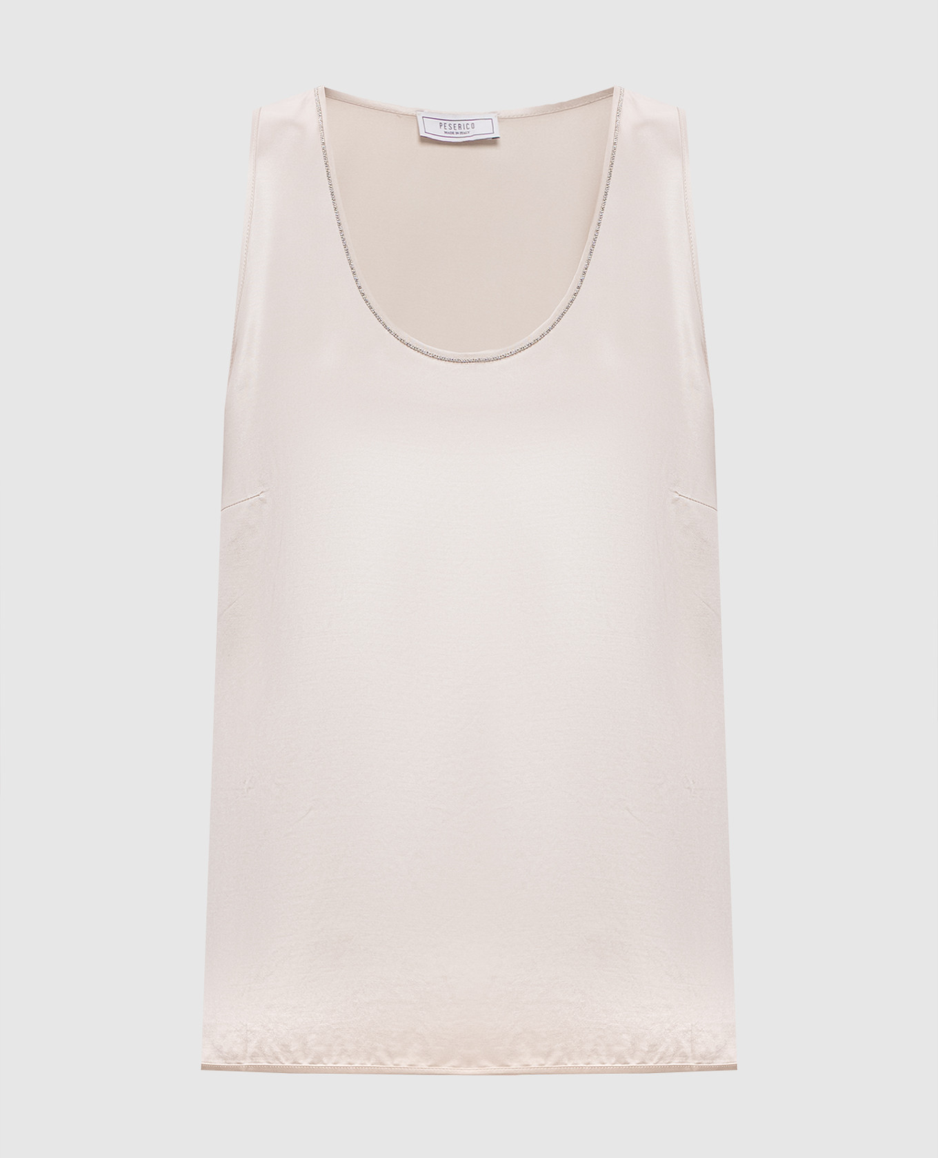 Beige top with monil chain