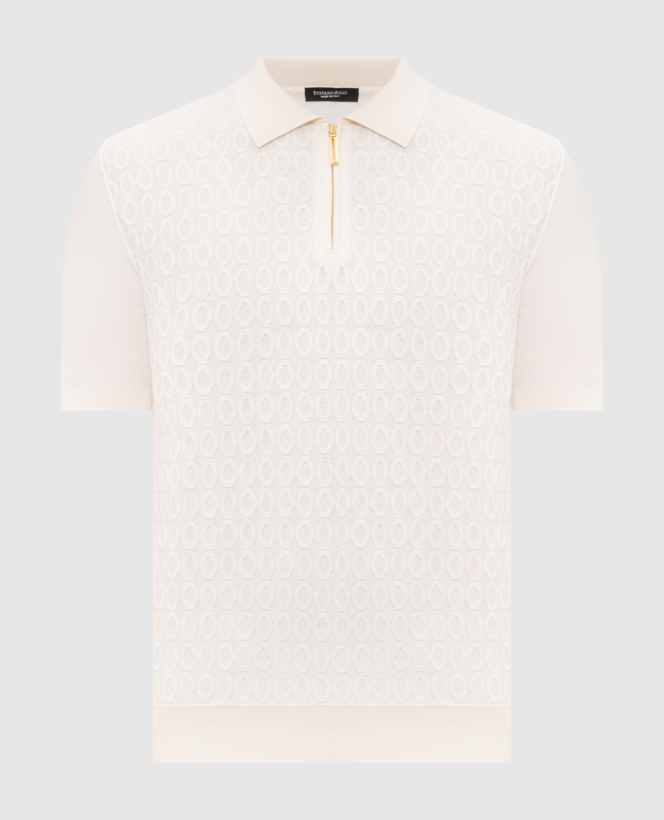 

Ivory polo with woven pattern Stefano Ricci, Beige