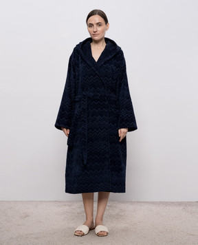 Missoni Home Chalk blue terry bathrobe with branded pattern 1D3AC99718