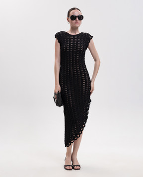 Loulou de Saison Black knitted asymmetrical dress Malena MALENA