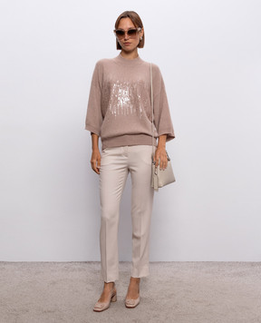 Peserico Beige wool sweater with sequins A99834F07RL9100