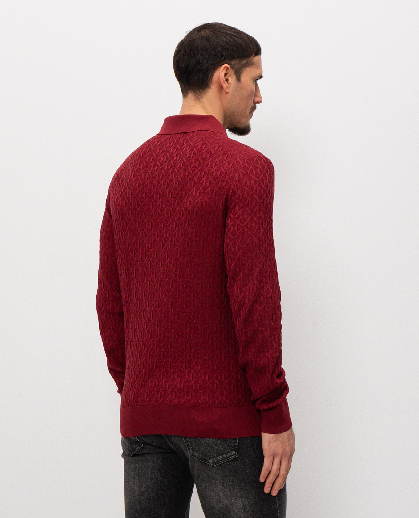Burgundy silk polo with woven pattern Dolce&Gabbana 4