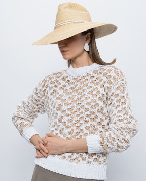 Peserico Beige hat with monil chain S36221C0CC848