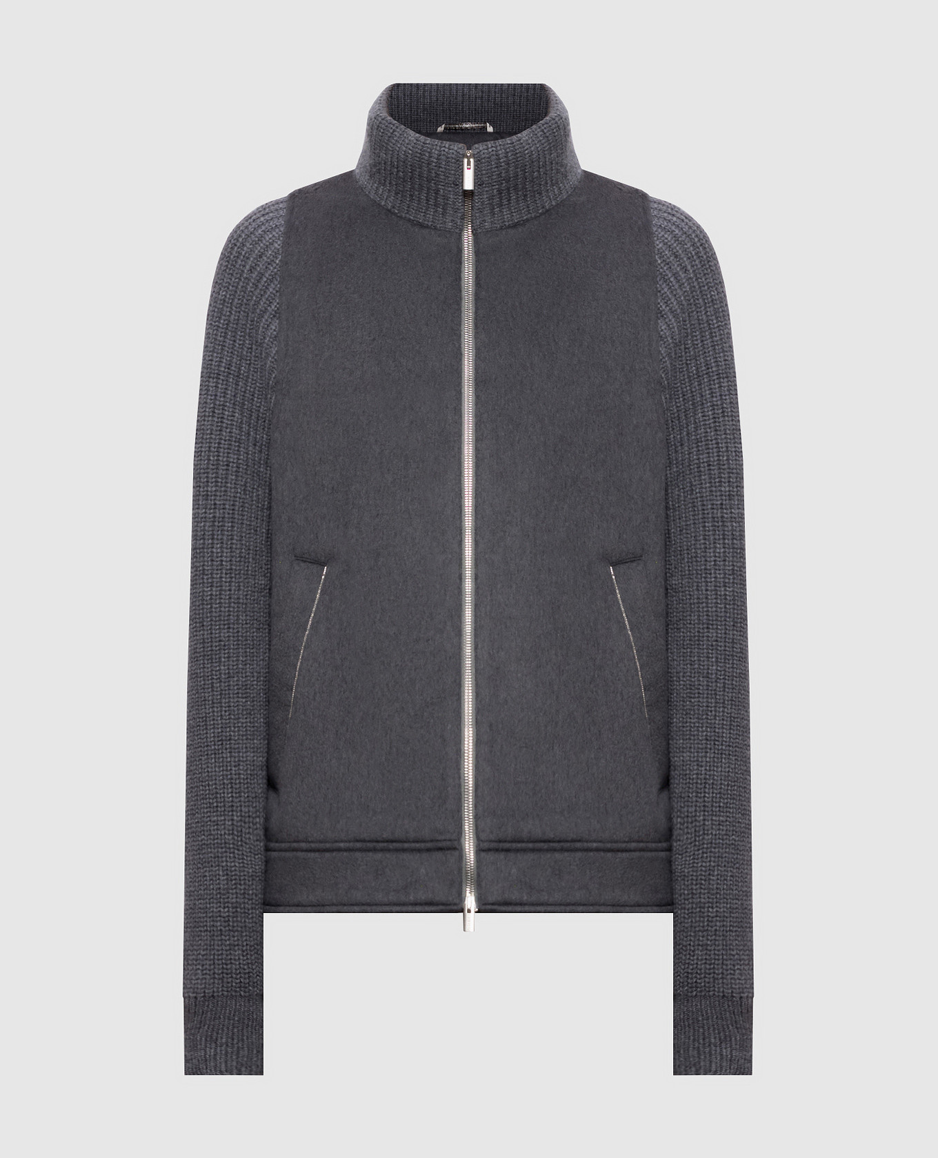 Gray wool jacket with monil chain