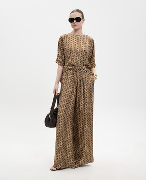 Max Mara Brown NORDICA printed silk blouse MXMNORDICA