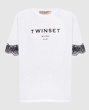 Twinset White T-shirt with textured logo 262TP2304
