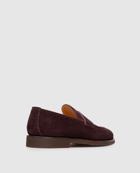 Brunello Cucinelli Burgundy suede loafers MZUDERE705