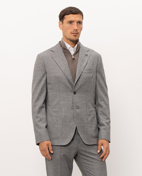Peserico Gray wool jacket with a pattern R5103502732