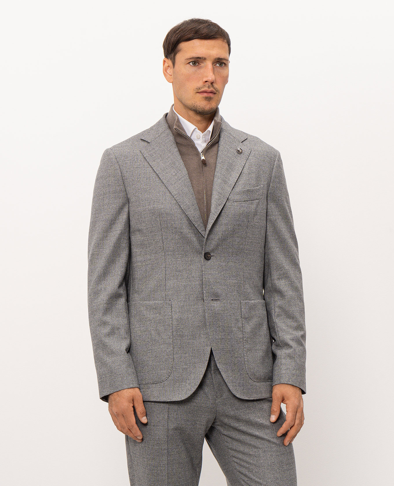 Gray wool jacket with a pattern Peserico 3