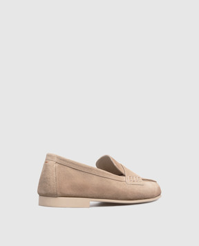 Santoni Beige suede loafers with monogram logo WUVD72025GOMSAEA
