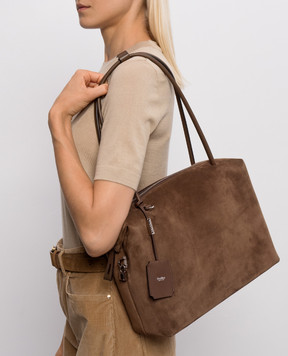 Max Mara HOLDALL GLIDE brown suede tote bag MXAHOLDALLGLIDE