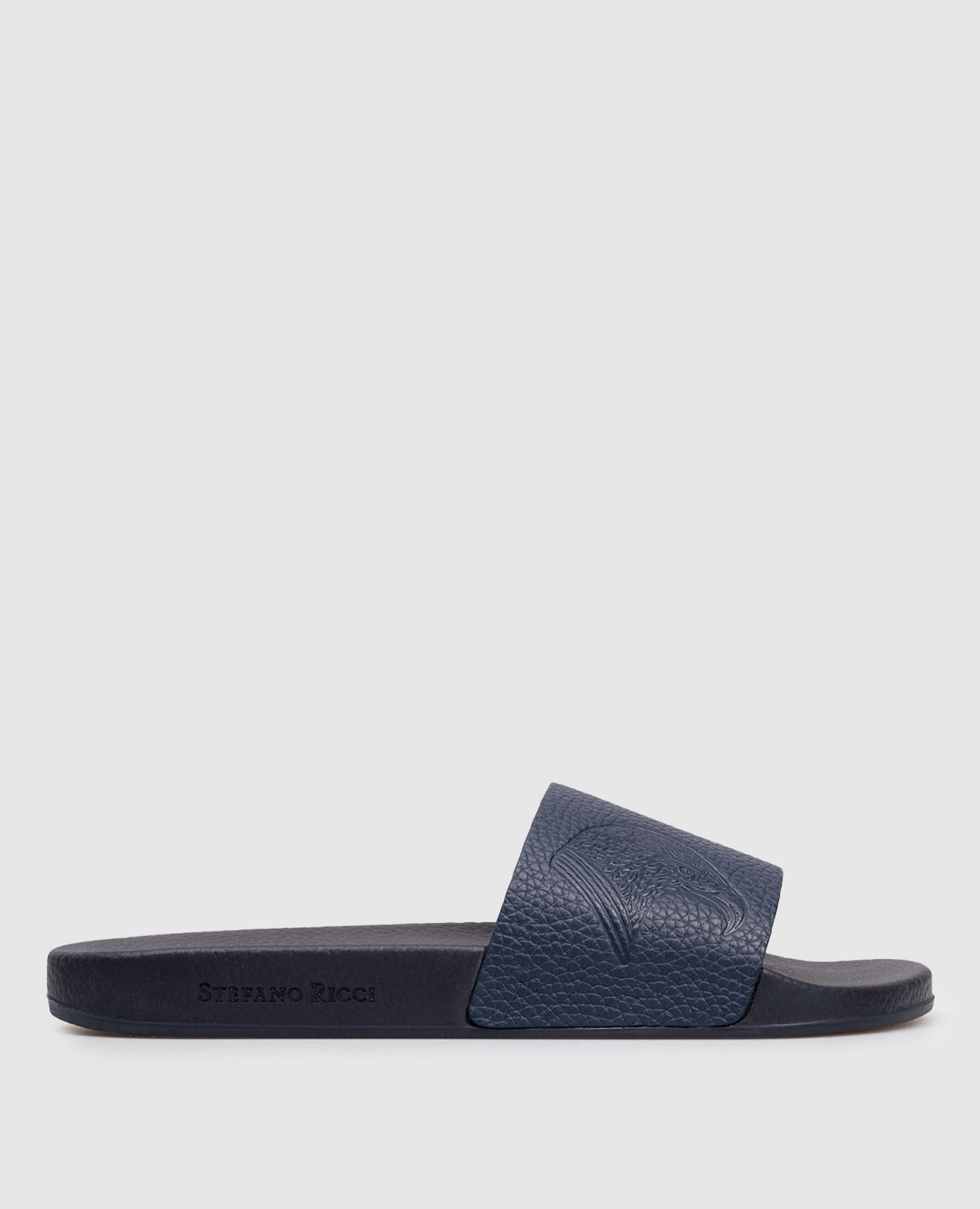 

Blue leather sliders with embossed logo Stefano Ricci, Navy blue
