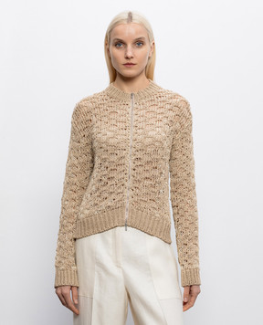 Peserico Beige cardigan with linen A99041F039308A