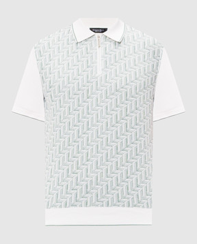 Stefano Ricci White silk polo shirt with zipper pattern K818108P31F26174