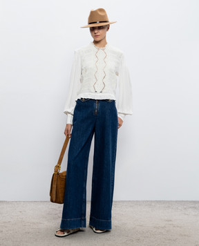 Twinset Ivory blouse with embroidery 262TP2250