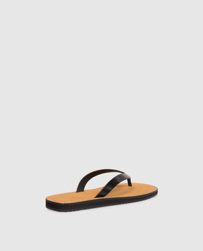 The Row Black Leather City Flip Flop F1388L60C