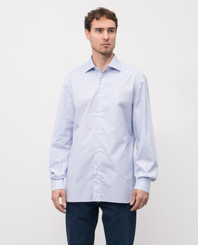 ISAIA Blue checkered shirt IM10TCKM496