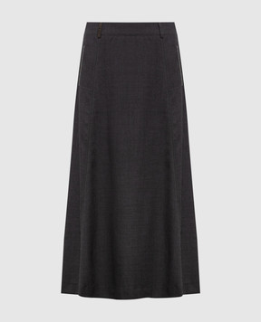 Peserico Gray wool midi skirt A0573303472