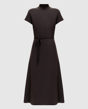 Peserico Brown midi dress with wool S02283J00AA1120