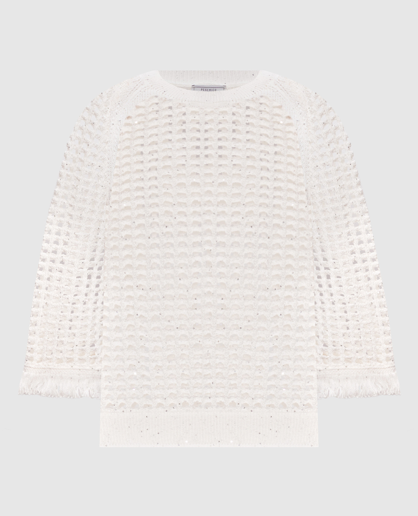 

White openwork jumper with sequins and fringe Peserico