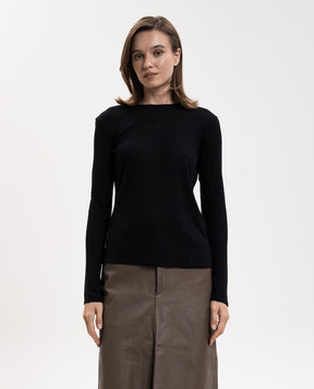 Loulou de Saison Black long sleeve ORTIGIA with ribbed wool ORTIGIALDS