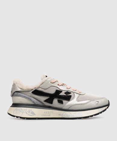 Graue Lauryn-Sneaker mit Pelzbesatz