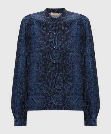Blue blouse with reptile print