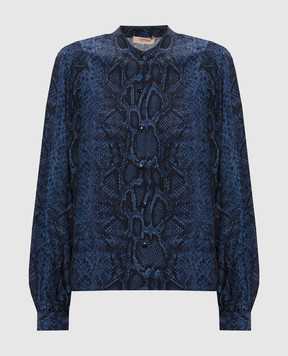Twinset Blue blouse with reptile print 262TT2602