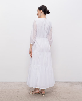 Peserico White maxi dress with ruffles S02109L100481