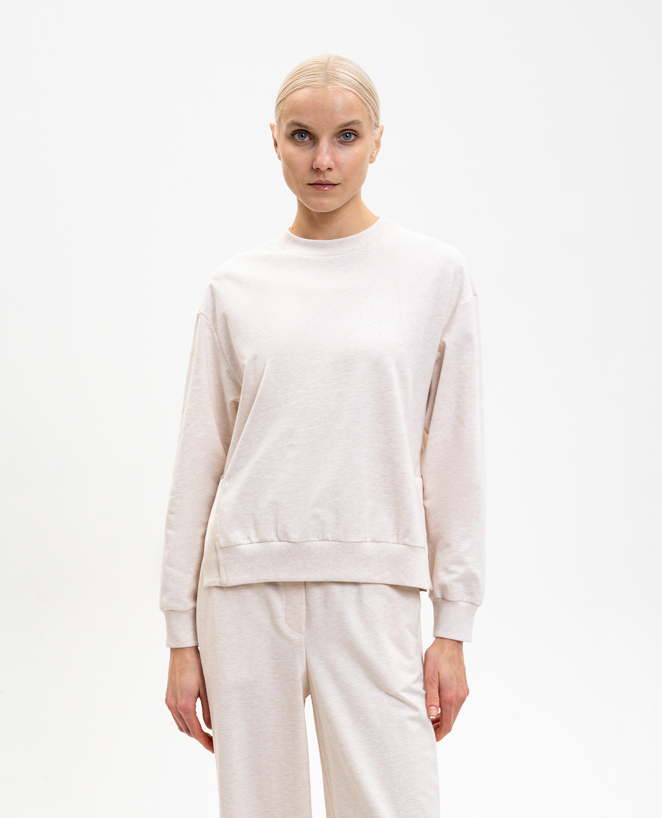 

Beige melange sweatshirt with logo Peserico