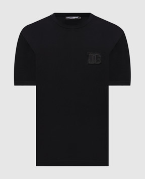 Dolce&Gabbana Black T-shirt with monogram patch G8PV1ZG7P3N