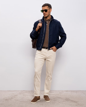 Brunello Cucinelli Brown polo with linen M2L00315