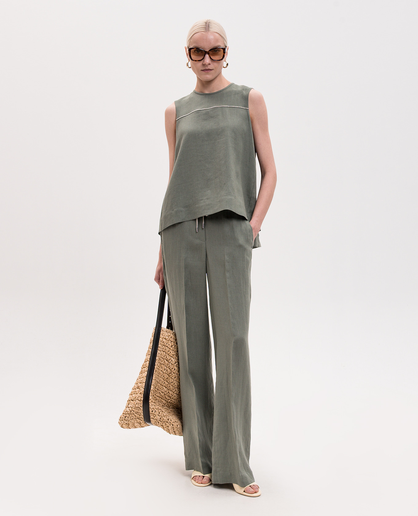 Green linen pants Peserico 2