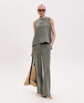 Peserico Green linen pants P0423402647