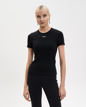Off-White Black T-shirt with embroidered logo 2AA065C99JER005