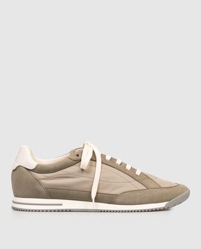 Brunello Cucinelli Khaki combination sneakers with emblem MPUYRGA353