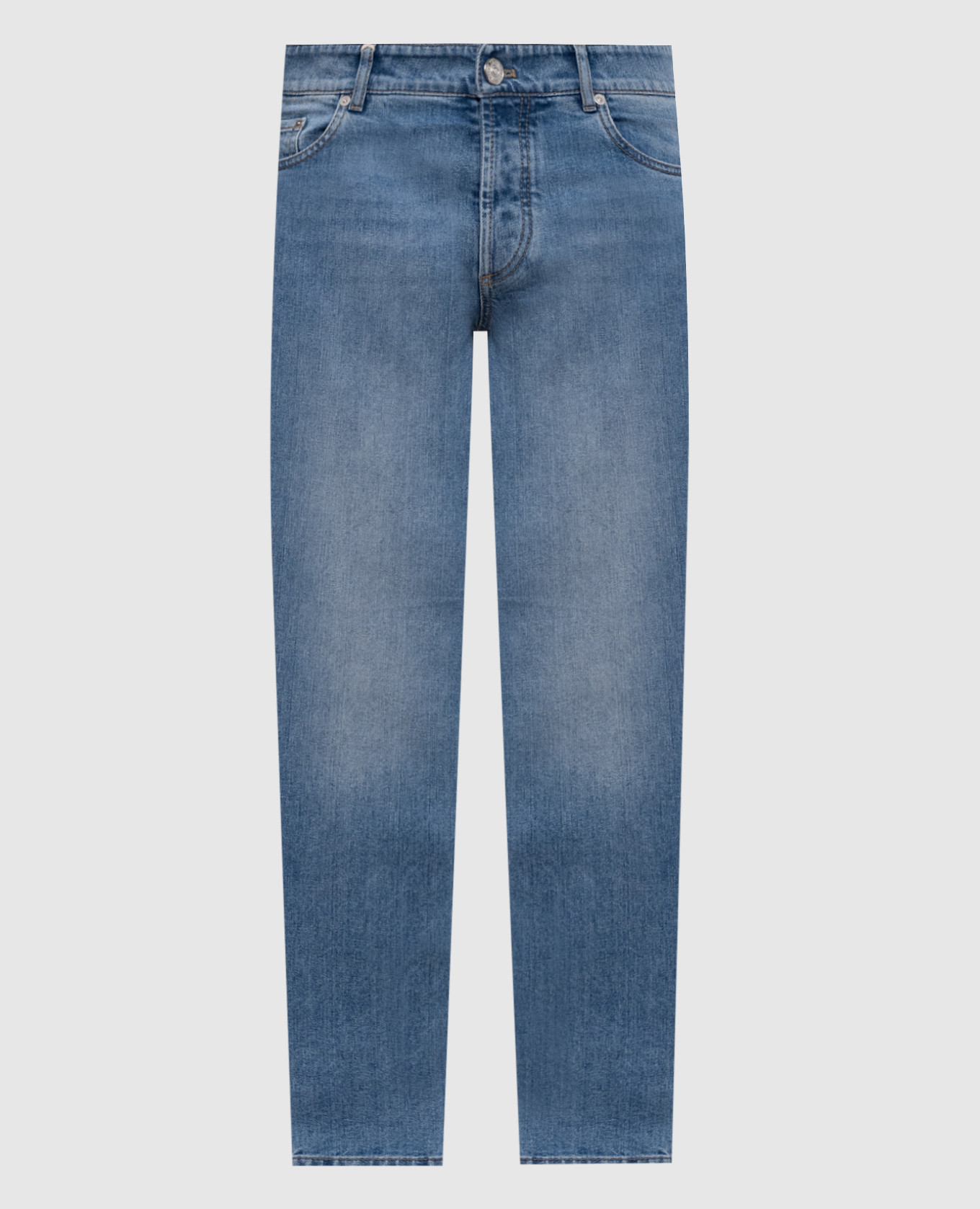 Blue jeans with logo patch