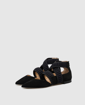 Benedetta Boroli Cadorna black leather ballet flats CADORNA
