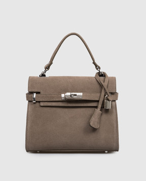Gianni Notaro Brown suede satchel bag SUEDE 099SUEDENIKEL