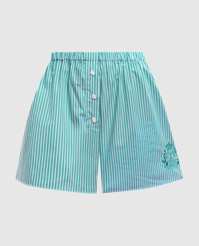 Sporty & Rich NY Crest Green Striped Shorts SH035712243GR62